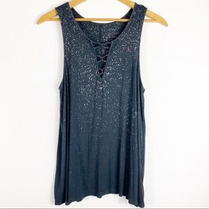 AEO Soft & Sexy Charcoal with Bleach Splatter Tank